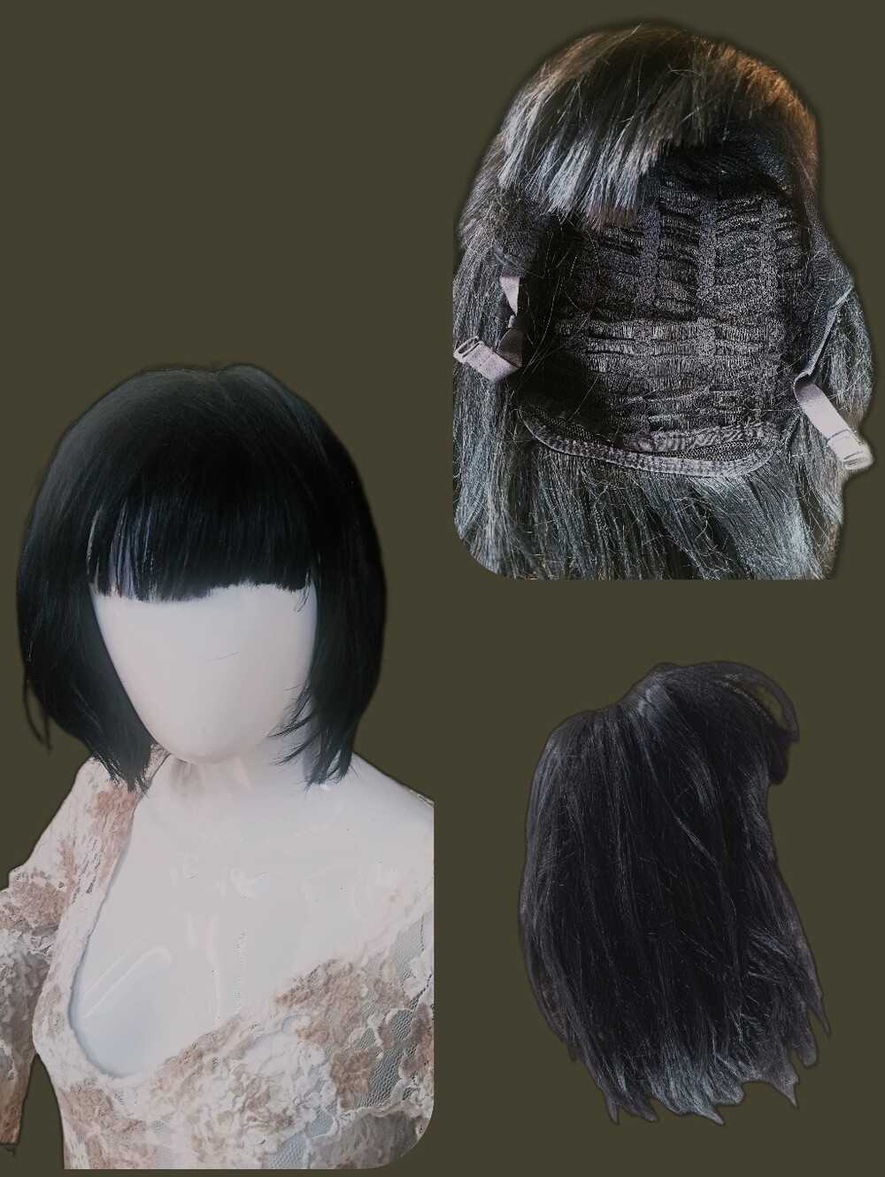 Now $5.  Black Short Bob Wig with Blunt Fringe - Unbranded